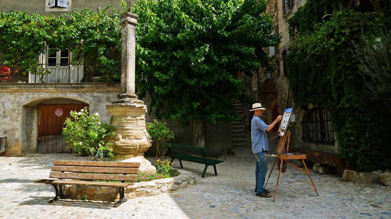 un peintre place de la Croix - Gd Rue